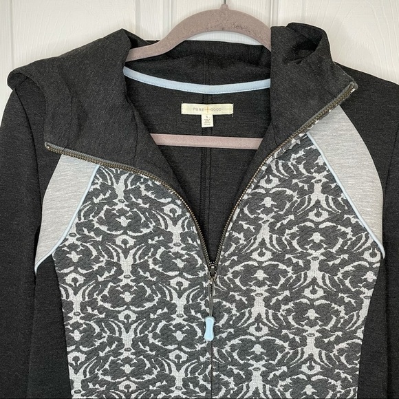 ANTHROPOLOGIE Pure + Good Tara Zip Up Grey Hooded Sweater small - Picture 2 of 7